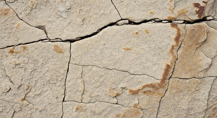 Obraz premium Close-up view of cracked, textured stone surface displaying intricate patterns and details.