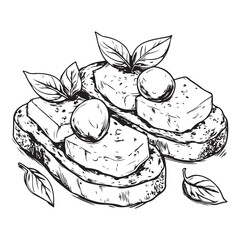 Delicious bruschetta silhouette