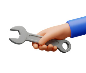 Hand Holding a Wrench Minimalist 3D Rendering in a Soft And Smooth Renderer