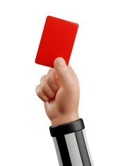 Referee Holding a Red Card Minimalist 3D Rendering in a Soft And Smooth Renderer