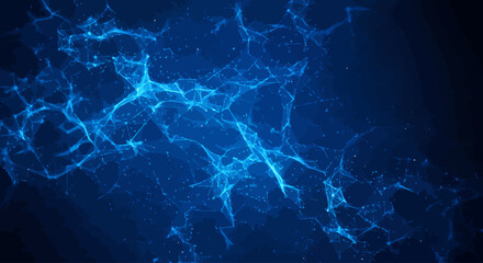 Glowing Blue Network of Connected Points and Lines Symbolizing Digital Connectivity and Data Flow in a Futuristic Sci Fi Concept