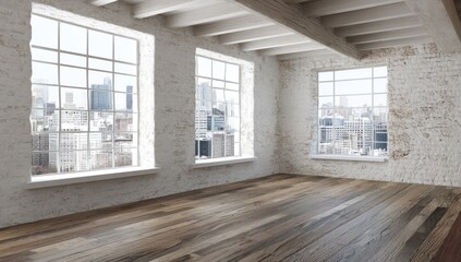 Bright Room with Three Large Windows Inside