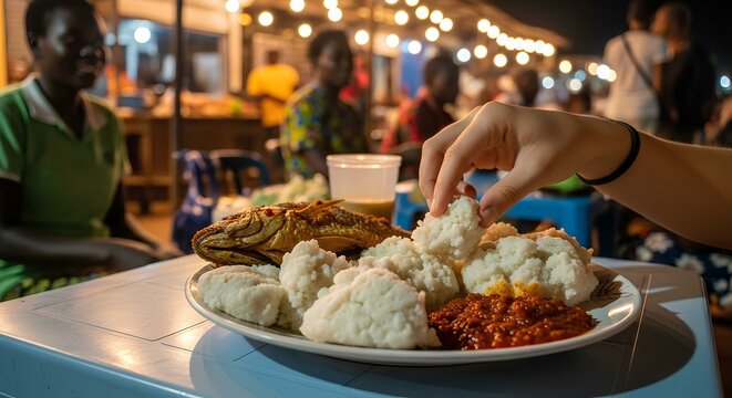 Ghanaian Night Market: Kenkey & Fried Fish in Kumasi