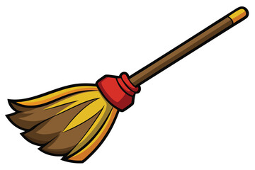Cartoon Broom Illustration Cleaning Supplies, Witchcraft, and Fall Decor