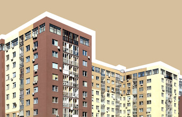 Modern multi story apartment building with a concrete facade. New residential accommodation offering