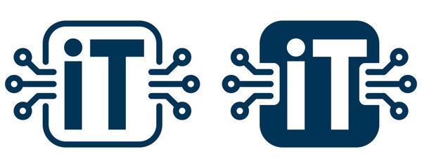 IT symbol with circuit nodes for tech or coding theme. Vector icon.