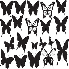 Seamless black and white butterfly pattern, ideal for textiles, backgrounds, and nature-themed design projects.