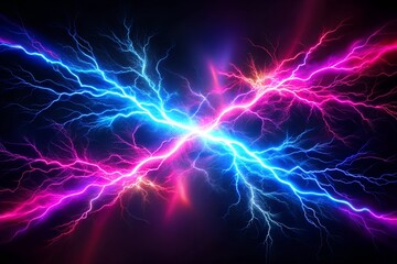 Dynamic Pink and Blue Lightning Bolts Background