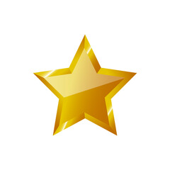 Gold Star Icon with Glossy Metallic Effect