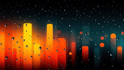 Abstract Illustration of City Lights with Raindrops