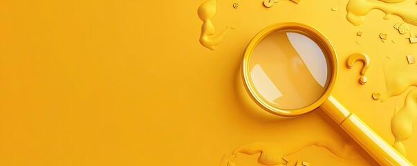 Magnifying Glass and Question Mark on Yellow Background