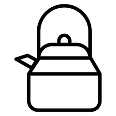 camping equipment line style kettle icon