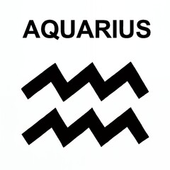 Aquarius Zodiac Symbol: Bold Black Icon on White Background, Minimalist Design