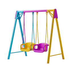 Children's Double Swing Minimalist 3D Rendering in a Soft And Smooth Renderer