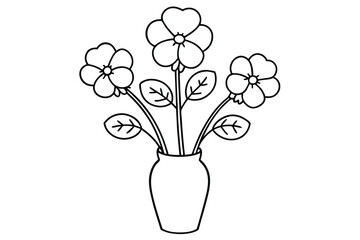 Simple Line Drawing Charming Bouquet of Flowers in a Vase