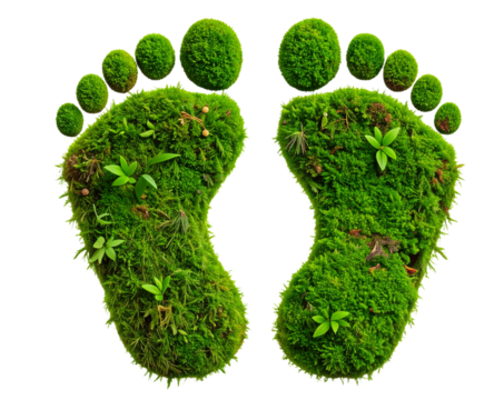 Footprint Made of Moss and Plants Isolated on Transparent Background PNG