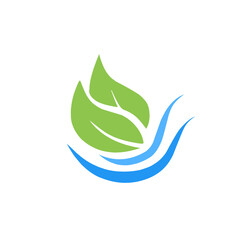 Fototapeta premium green leaf design icon with water waves