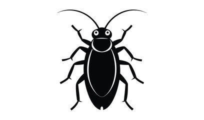 Fototapeta premium Stylized black silhouette of a cockroach insect on a white background