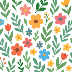 Floral Pattern and Texture Illustration Seamless Flower Design for Decorative Backgrounds, Fabric Prints, Wallpaper, and Elegant Nature-Inspired Art Tulip and Rose