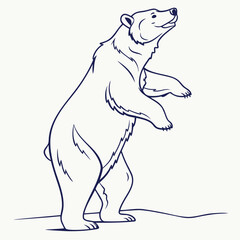 Obraz premium Contemplative Polar Bear Sketch: A majestic polar bear stands tall, captured in a detailed sketch with clean lines and a thoughtful expression, evoking a sense of wonder and awe.