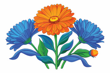 Vibrant Orange and Blue Flower Bouquet A Stunning Floral Arrangement