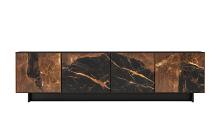 Mockup a cabinet television wall mounted isolated on clean and clear white background. - isolated on a white background