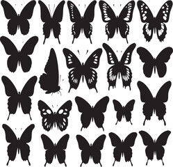 Seamless black and white butterfly pattern, ideal for textiles, backgrounds, and nature-themed design projects.
