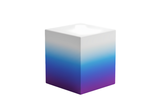Gradient Cube A 3D Render of a ColorTransitioning Block isolated on transparent baackground
