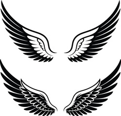 Obraz premium Pair of Black and White Wing Illustrations
