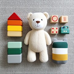 Teddy Bear with Colorful Toys