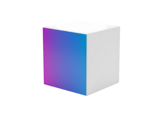 Gradient Cube A 3D Render of a Simple Geometric Shape with a Color Transition isolated on transparent baackground