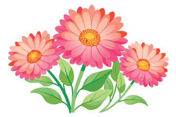 Vibrant Pink Daisy Flowers A Delicate Bouquet Illustration