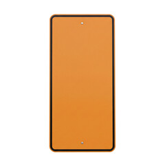 Blank vertical orange warning sign with black border
