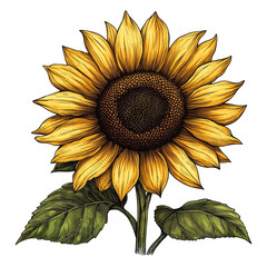 Detailed Sunflower Drawing - Bright Floral Decor