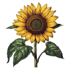 Vibrant Sunflower Illustration - Summer Botanical Art