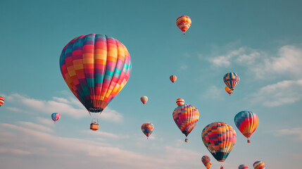 Obraz premium Colorful Hot Air Balloons in Sky 