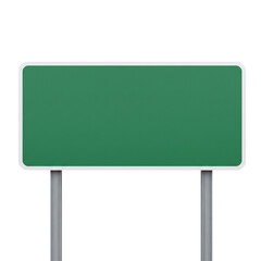 Blank green highway road sign isolated on transparent background