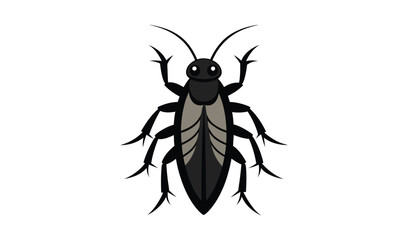 Fototapeta premium Cartoon illustration of a black cockroach with six legs and antennae isolated on white