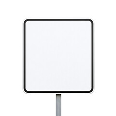  Blank white square sign on pole mockup