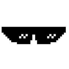 Black pixel sunglasses icon illustration with flat style design. Application, web, social media, sticker, banner, poster, lego. © Erlin