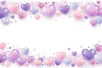 Romantic Pink and Purple Hearts Border Background