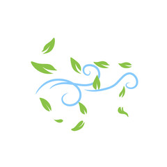 Fototapeta premium Green Leaves with blue wind wave