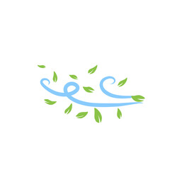 Fototapeta premium Green Leaves with blue wind wave