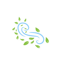 Naklejka premium Green Leaves with blue wind wave