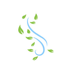 Fototapeta premium Green Leaves with blue wind wave