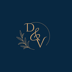 DV Initial Wedding Monogram Logo with Minimalistic Style