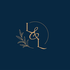 LL Initial Wedding Monogram Logo with Minimalistic Style
