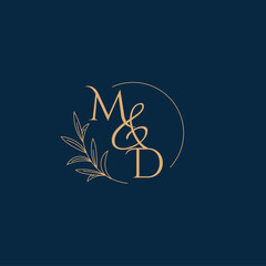 MD Initial Wedding Monogram Logo with Minimalistic Style