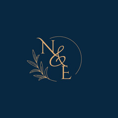 NE Initial Wedding Monogram Logo with Minimalistic Style