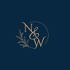 NW Initial Wedding Monogram Logo with Minimalistic Style